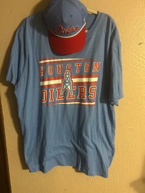 Houston Oilers Vintage-Style Light Blue & Red Cap